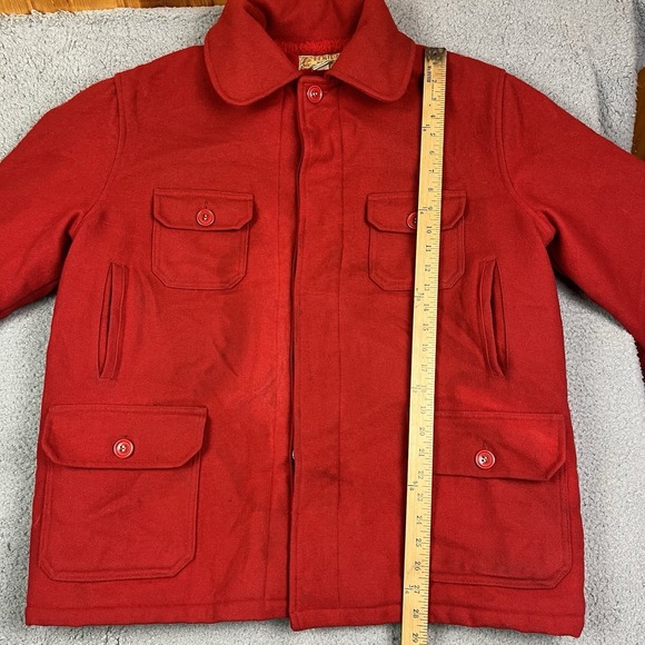 Vtg 60's Bemidji Woolen Mills MACKINAW Wool Cruiser Red HUNTING Jacket Coat 48 - Picture 15 of 16